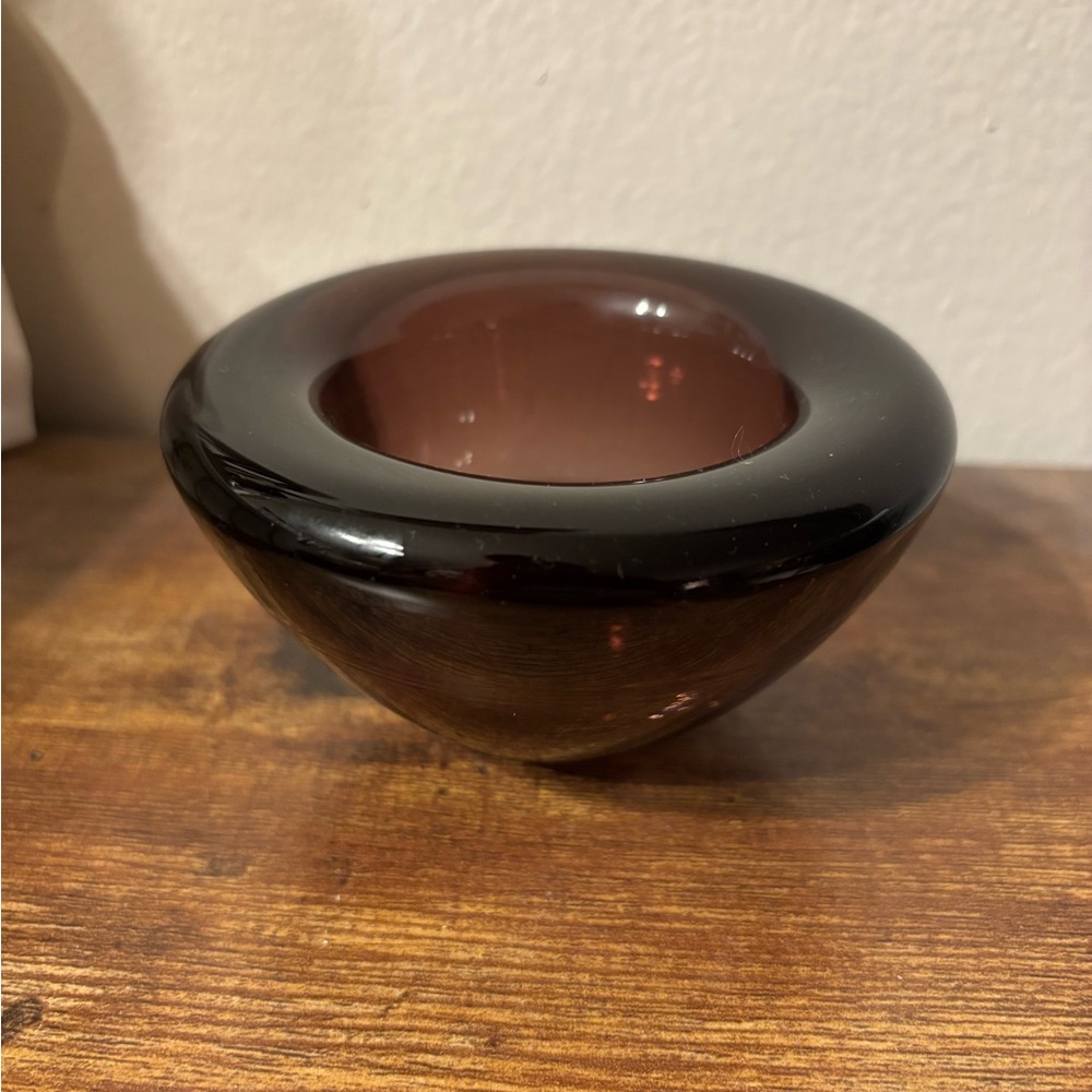 Vintage Kosta Boda Atoll purple glass heavy votive candle holder